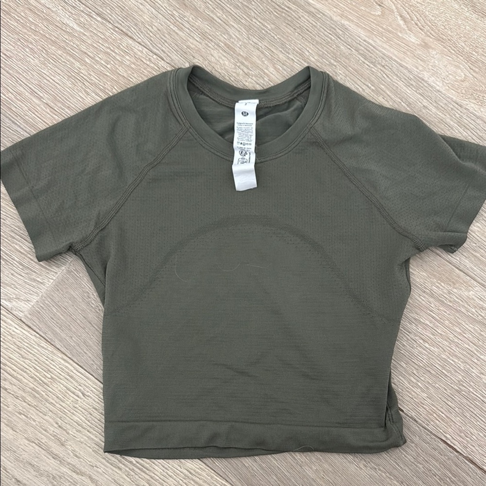 Lululemon Olive Green Cropped Swiftly Tee